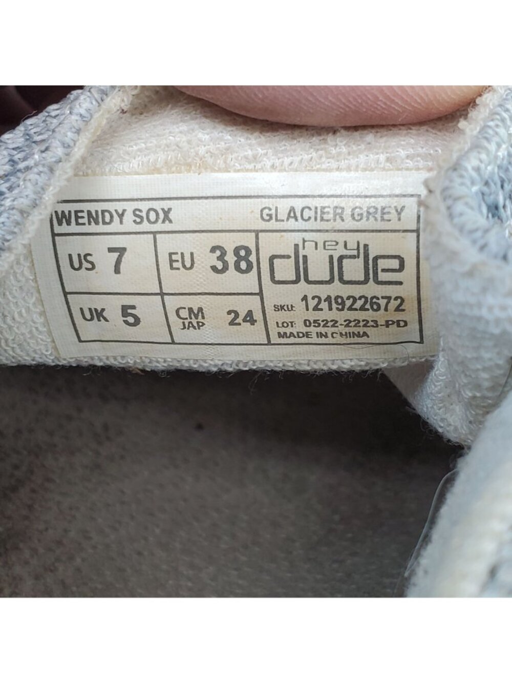 Hey Dude Shoes Womens Size 7 Glacier Gray Canvas Slip On Sneakers *Read* - Picture 9 of 10
